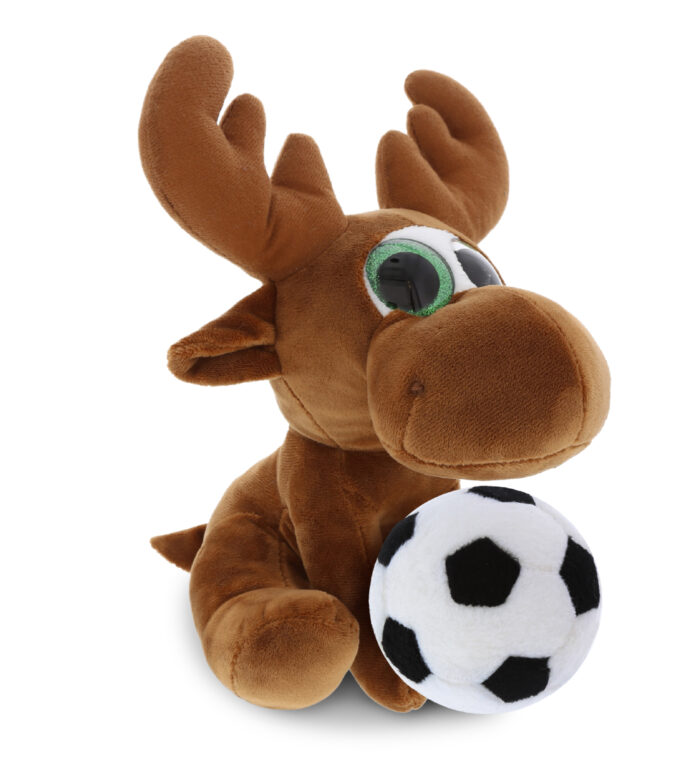 Small Moose With Soccer Plush - Sparkle Eyes Plush